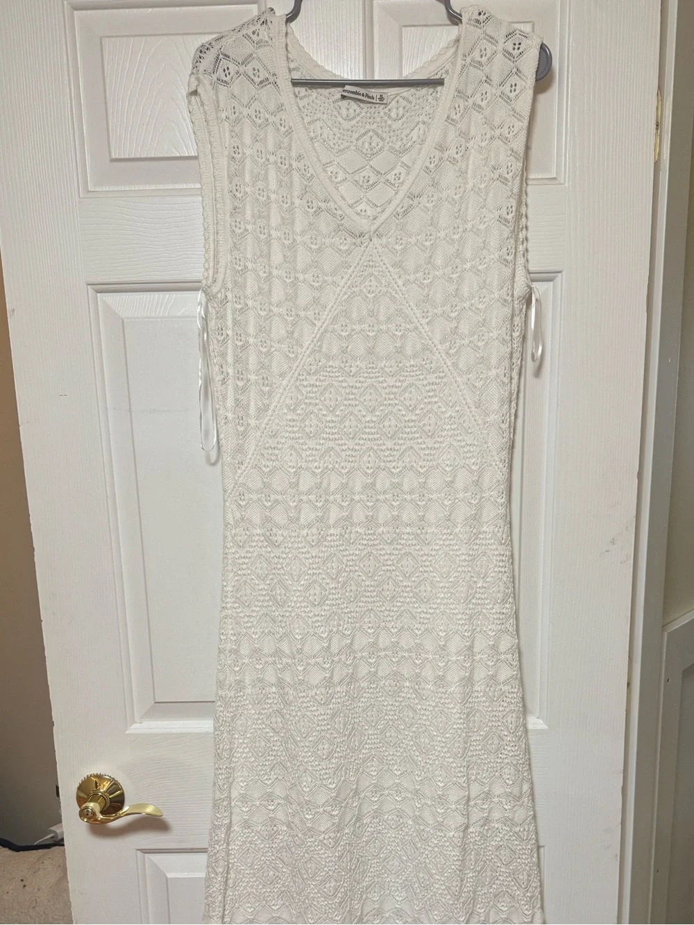 Abercrombie & Fitch Pointelle Maxi Dress, White, xl